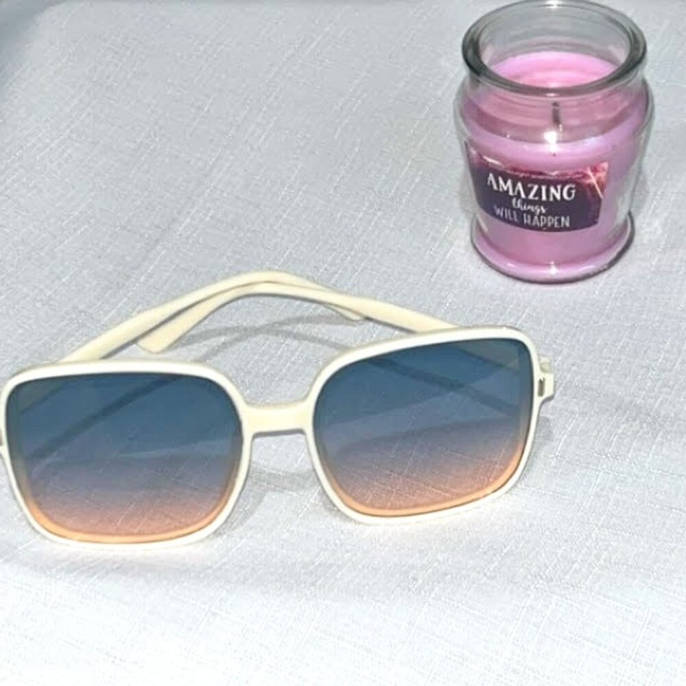 BRAND NEW White Frame and Lightly Tinted Pink and Blue Lenses NWOT